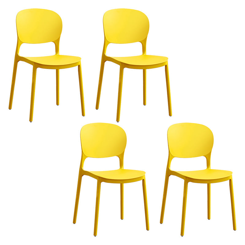 Contemporary Plastic Side Chair Home Armless Stacking Open Back Dining Side Chair Yellow 4 Piece Set Clearhalo ' kitchen&dining_furn' 'Dining Chairs' 'Dining Tables & Seating' 'dining_chair' 'furn' 'furn_dining_chair' 'Furniture' 'furniture_dining_chair' 'Kitchen & Dining Furniture' 'kitchen' 3853345