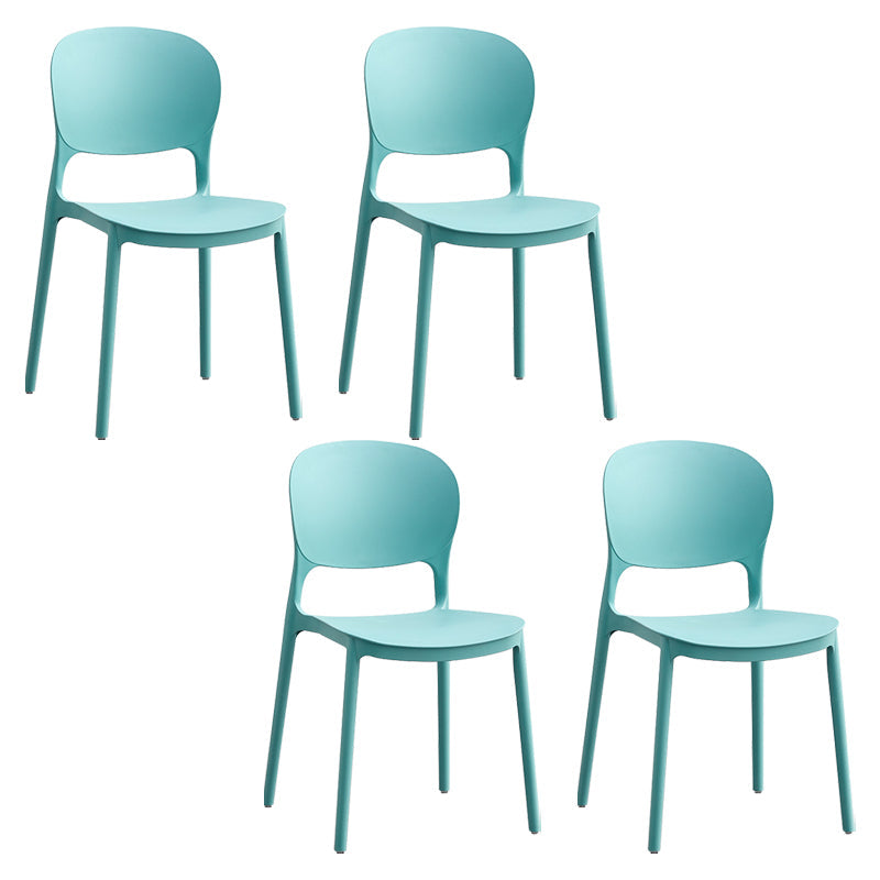 Contemporary Plastic Side Chair Home Armless Stacking Open Back Dining Side Chair Green 4 Piece Set Clearhalo ' kitchen&dining_furn' 'Dining Chairs' 'Dining Tables & Seating' 'dining_chair' 'furn' 'furn_dining_chair' 'Furniture' 'furniture_dining_chair' 'Kitchen & Dining Furniture' 'kitchen' 3853348