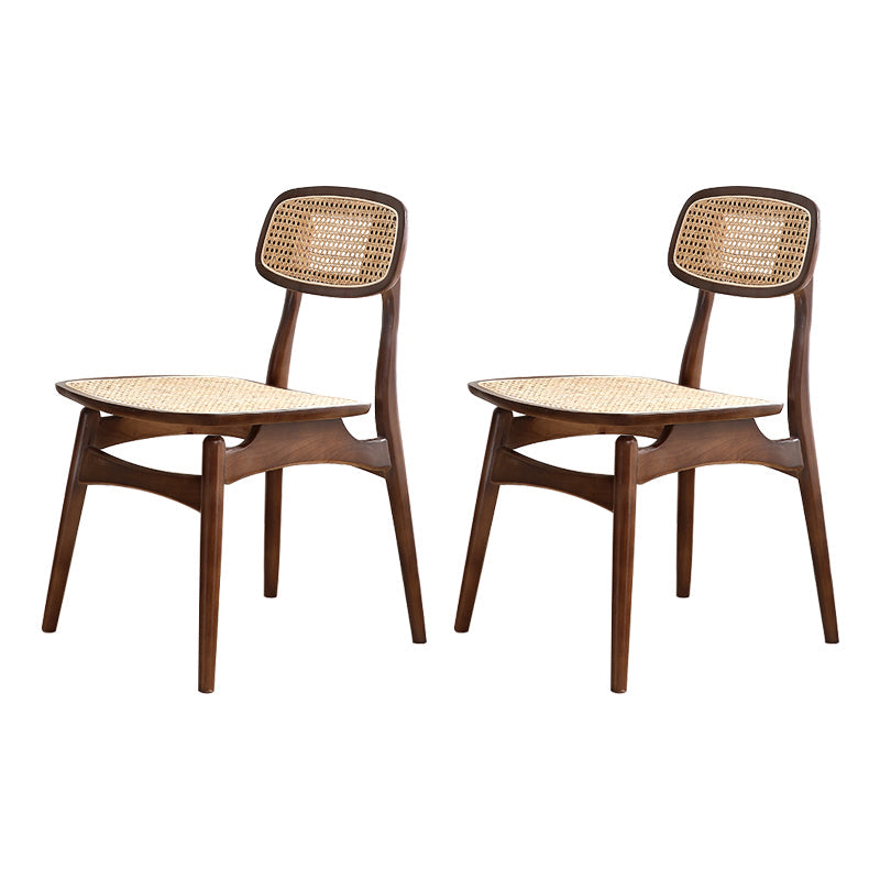 Tropical Style Rubberwood Chairs Kitchen Dining Room Open Back Side Chair Walnut 2 Piece Set Clearhalo ' kitchen&dining_furn' 'Dining Chairs' 'Dining Tables & Seating' 'dining_chair' 'furn' 'furn_dining_chair' 'Furniture' 'furniture_dining_chair' 'Kitchen & Dining Furniture' 'kitchen' 3853357