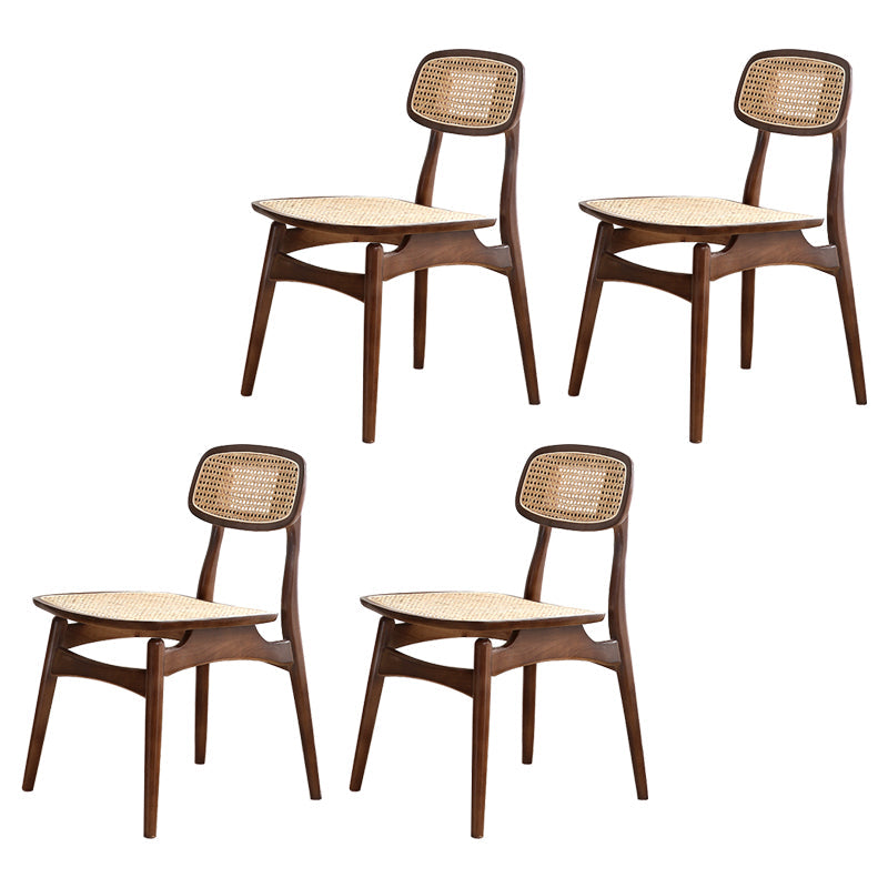 Tropical Style Rubberwood Chairs Kitchen Dining Room Open Back Side Chair Walnut 4 Piece Set Clearhalo ' kitchen&dining_furn' 'Dining Chairs' 'Dining Tables & Seating' 'dining_chair' 'furn' 'furn_dining_chair' 'Furniture' 'furniture_dining_chair' 'Kitchen & Dining Furniture' 'kitchen' 3853359