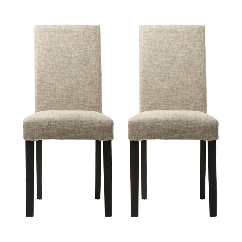 Upholstered Armless Dining Chairs Solid Back Side Chair with Wood Legs Off-White 2 Piece Set Black Clearhalo ' kitchen&dining_furn' 'Dining Chairs' 'Dining Tables & Seating' 'dining_chair' 'furn' 'furn_dining_chair' 'Furniture' 'furniture_dining_chair' 'Kitchen & Dining Furniture' 'kitchen' 3853374