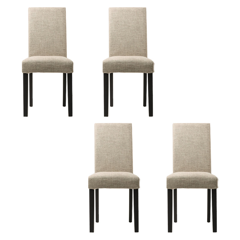 Upholstered Armless Dining Chairs Solid Back Side Chair with Wood Legs Off-White 4 Piece Set Black Clearhalo ' kitchen&dining_furn' 'Dining Chairs' 'Dining Tables & Seating' 'dining_chair' 'furn' 'furn_dining_chair' 'Furniture' 'furniture_dining_chair' 'Kitchen & Dining Furniture' 'kitchen' 3853376