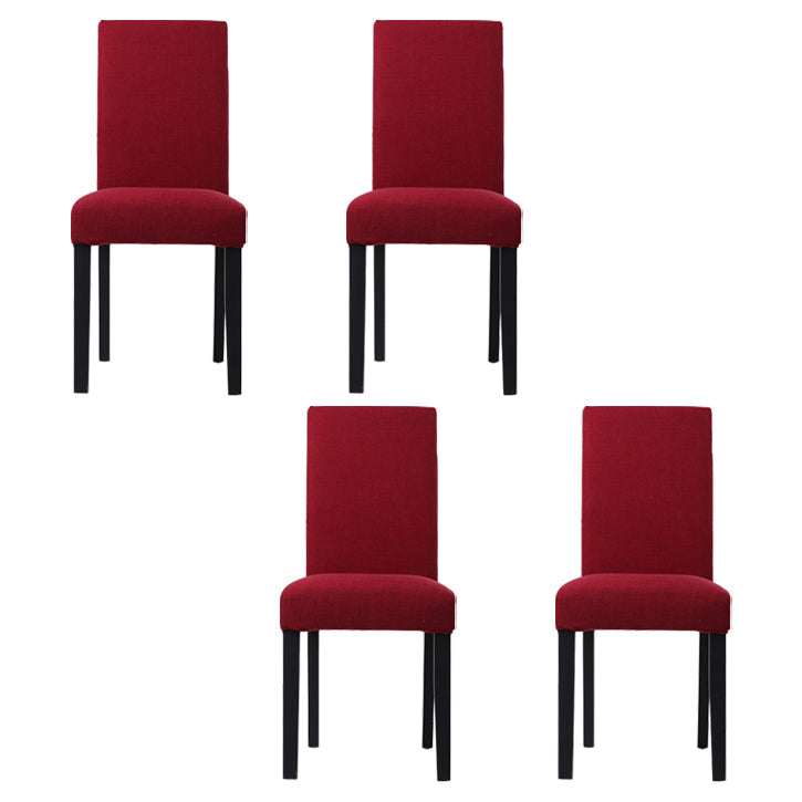 Upholstered Armless Dining Chairs Solid Back Side Chair with Wood Legs Red 4 Piece Set Black Clearhalo ' kitchen&dining_furn' 'Dining Chairs' 'Dining Tables & Seating' 'dining_chair' 'furn' 'furn_dining_chair' 'Furniture' 'furniture_dining_chair' 'Kitchen & Dining Furniture' 'kitchen' 3853391