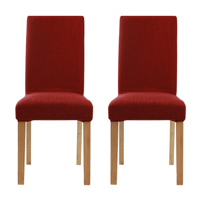 Upholstered Armless Dining Chairs Solid Back Side Chair with Wood Legs Red 2 Piece Set Natural Wood Clearhalo ' kitchen&dining_furn' 'Dining Chairs' 'Dining Tables & Seating' 'dining_chair' 'furn' 'furn_dining_chair' 'Furniture' 'furniture_dining_chair' 'Kitchen & Dining Furniture' 'kitchen' 3853393