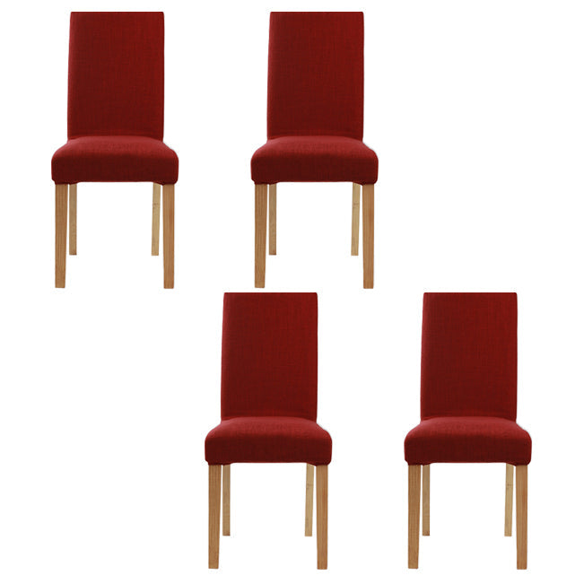 Upholstered Armless Dining Chairs Solid Back Side Chair with Wood Legs Red 4 Piece Set Natural Wood Clearhalo ' kitchen&dining_furn' 'Dining Chairs' 'Dining Tables & Seating' 'dining_chair' 'furn' 'furn_dining_chair' 'Furniture' 'furniture_dining_chair' 'Kitchen & Dining Furniture' 'kitchen' 3853394