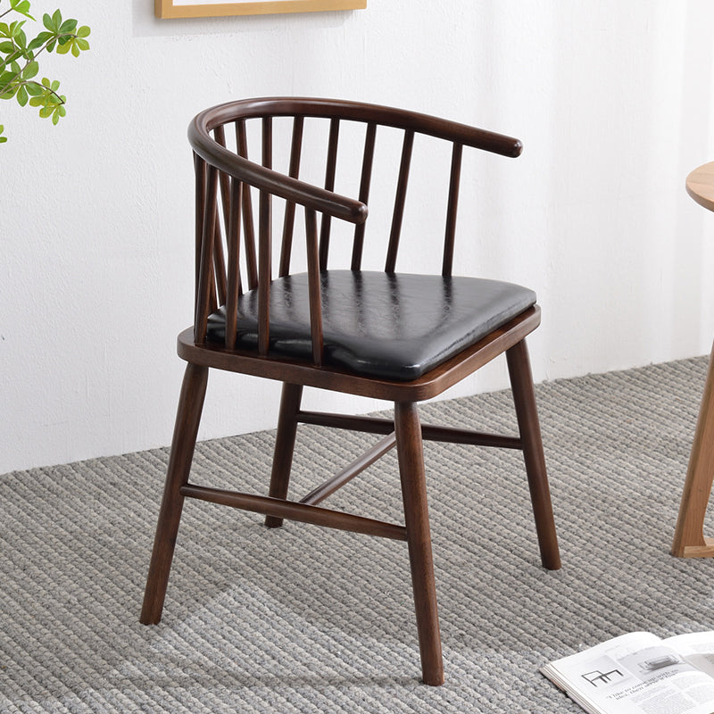 Modern Style Rubberwood Chair Windsor Back Side Kitchen Dining Room Chairs Black 1 Piece Walnut Clearhalo ' kitchen&dining_furn' 'Dining Chairs' 'Dining Tables & Seating' 'dining_chair' 'furn' 'furn_dining_chair' 'Furniture' 'furniture_dining_chair' 'Kitchen & Dining Furniture' 'kitchen' 3853411