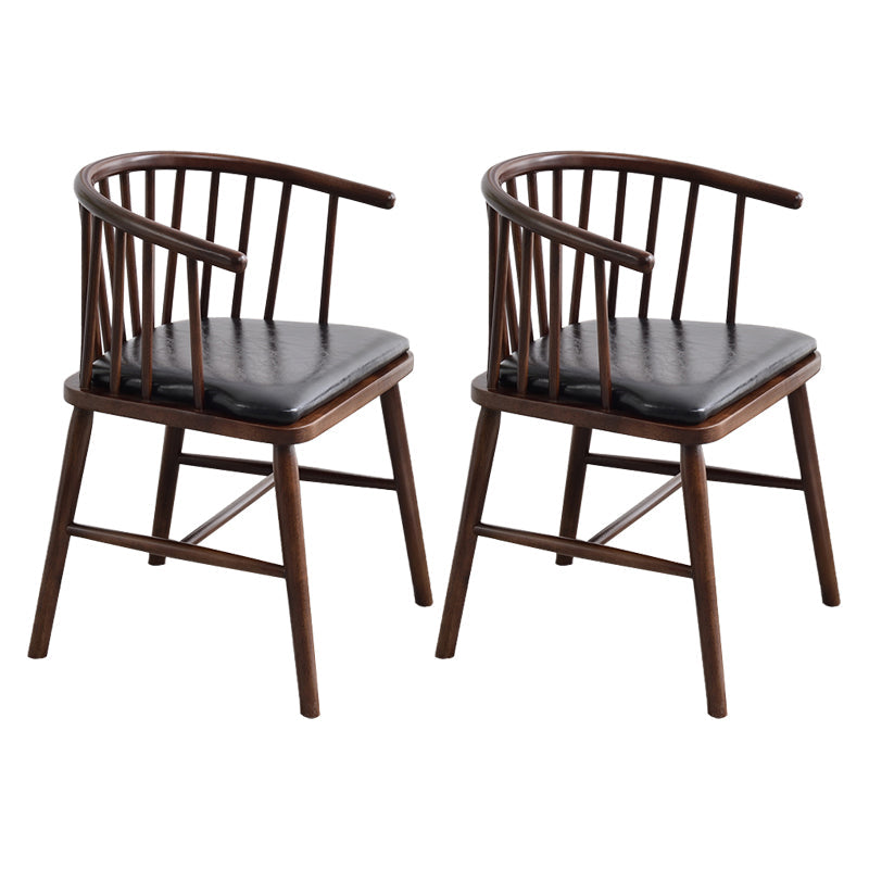 Modern Style Rubberwood Chair Windsor Back Side Kitchen Dining Room Chairs Black 2 Piece Set Walnut Clearhalo ' kitchen&dining_furn' 'Dining Chairs' 'Dining Tables & Seating' 'dining_chair' 'furn' 'furn_dining_chair' 'Furniture' 'furniture_dining_chair' 'Kitchen & Dining Furniture' 'kitchen' 3853413