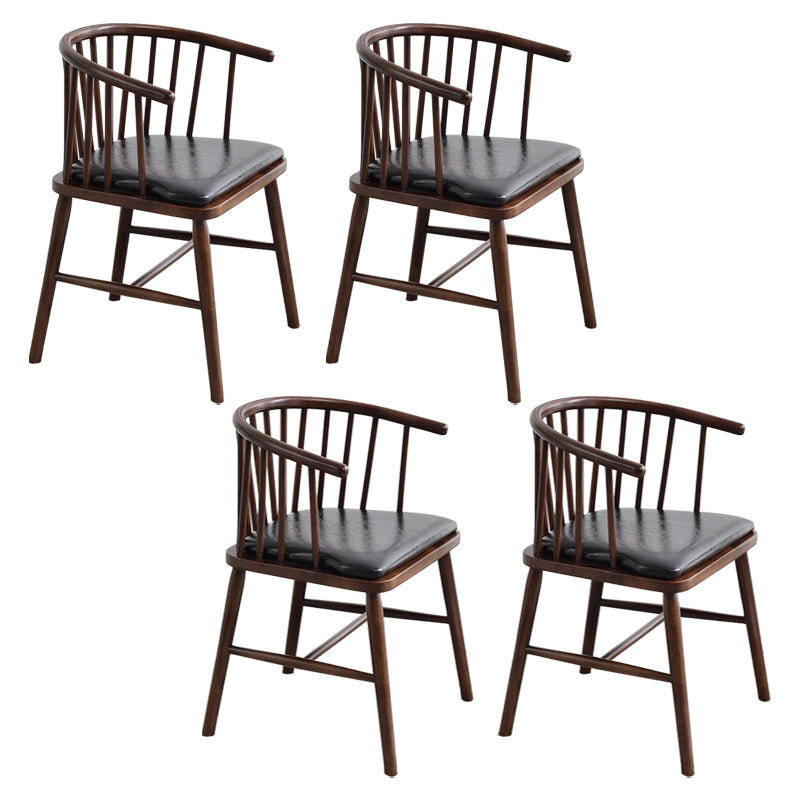 Modern Style Rubberwood Chair Windsor Back Side Kitchen Dining Room Chairs Black 4 Piece Set Walnut Clearhalo ' kitchen&dining_furn' 'Dining Chairs' 'Dining Tables & Seating' 'dining_chair' 'furn' 'furn_dining_chair' 'Furniture' 'furniture_dining_chair' 'Kitchen & Dining Furniture' 'kitchen' 3853415