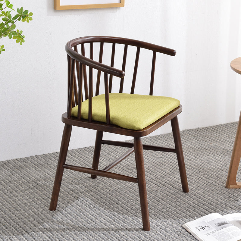 Modern Style Rubberwood Chair Windsor Back Side Kitchen Dining Room Chairs Green 1 Piece Walnut Clearhalo ' kitchen&dining_furn' 'Dining Chairs' 'Dining Tables & Seating' 'dining_chair' 'furn' 'furn_dining_chair' 'Furniture' 'furniture_dining_chair' 'Kitchen & Dining Furniture' 'kitchen' 3853417