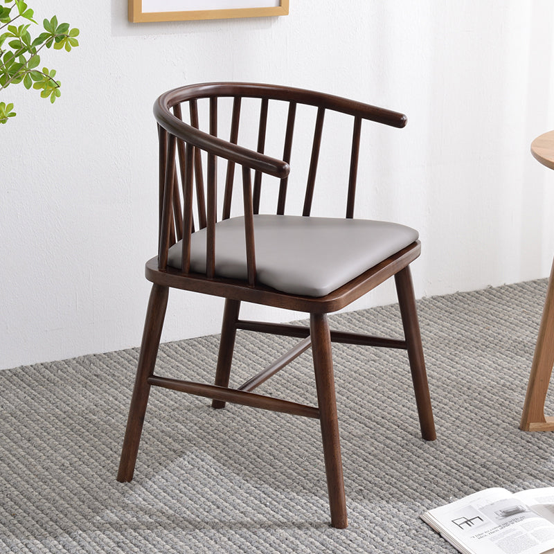 Modern Style Rubberwood Chair Windsor Back Side Kitchen Dining Room Chairs Grey 1 Piece Walnut Clearhalo ' kitchen&dining_furn' 'Dining Chairs' 'Dining Tables & Seating' 'dining_chair' 'furn' 'furn_dining_chair' 'Furniture' 'furniture_dining_chair' 'Kitchen & Dining Furniture' 'kitchen' 3853436