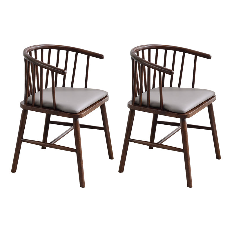 Modern Style Rubberwood Chair Windsor Back Side Kitchen Dining Room Chairs Grey 2 Piece Set Walnut Clearhalo ' kitchen&dining_furn' 'Dining Chairs' 'Dining Tables & Seating' 'dining_chair' 'furn' 'furn_dining_chair' 'Furniture' 'furniture_dining_chair' 'Kitchen & Dining Furniture' 'kitchen' 3853437