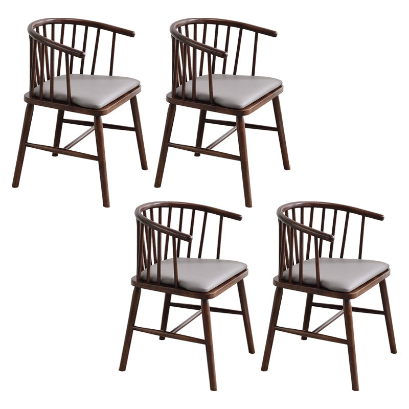 Modern Style Rubberwood Chair Windsor Back Side Kitchen Dining Room Chairs Grey 4 Piece Set Walnut Clearhalo ' kitchen&dining_furn' 'Dining Chairs' 'Dining Tables & Seating' 'dining_chair' 'furn' 'furn_dining_chair' 'Furniture' 'furniture_dining_chair' 'Kitchen & Dining Furniture' 'kitchen' 3853438