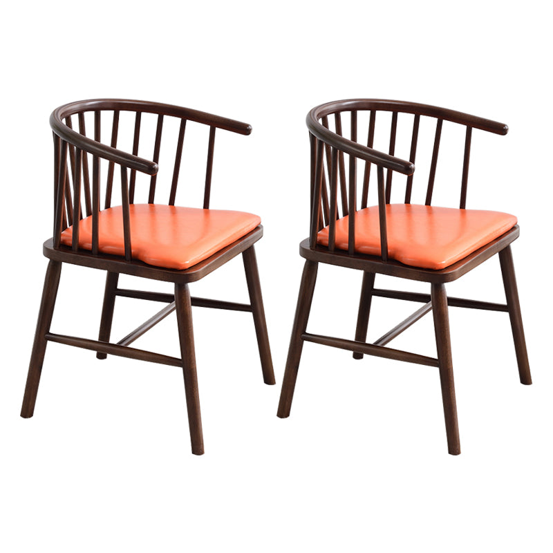 Modern Style Rubberwood Chair Windsor Back Side Kitchen Dining Room Chairs Orange-Red 2 Piece Set Walnut Clearhalo ' kitchen&dining_furn' 'Dining Chairs' 'Dining Tables & Seating' 'dining_chair' 'furn' 'furn_dining_chair' 'Furniture' 'furniture_dining_chair' 'Kitchen & Dining Furniture' 'kitchen' 3853440