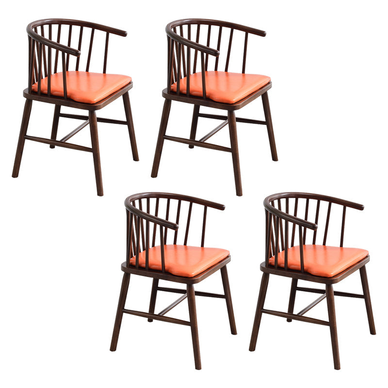 Modern Style Rubberwood Chair Windsor Back Side Kitchen Dining Room Chairs Orange-Red 4 Piece Set Walnut Clearhalo ' kitchen&dining_furn' 'Dining Chairs' 'Dining Tables & Seating' 'dining_chair' 'furn' 'furn_dining_chair' 'Furniture' 'furniture_dining_chair' 'Kitchen & Dining Furniture' 'kitchen' 3853441