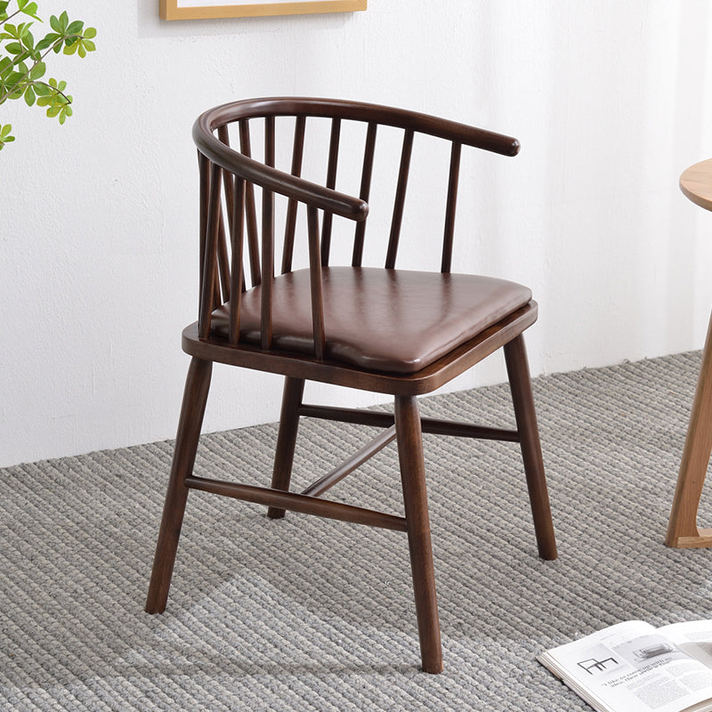 Modern Style Rubberwood Chair Windsor Back Side Kitchen Dining Room Chairs Red Brown 1 Piece Walnut Clearhalo ' kitchen&dining_furn' 'Dining Chairs' 'Dining Tables & Seating' 'dining_chair' 'furn' 'furn_dining_chair' 'Furniture' 'furniture_dining_chair' 'Kitchen & Dining Furniture' 'kitchen' 3853442