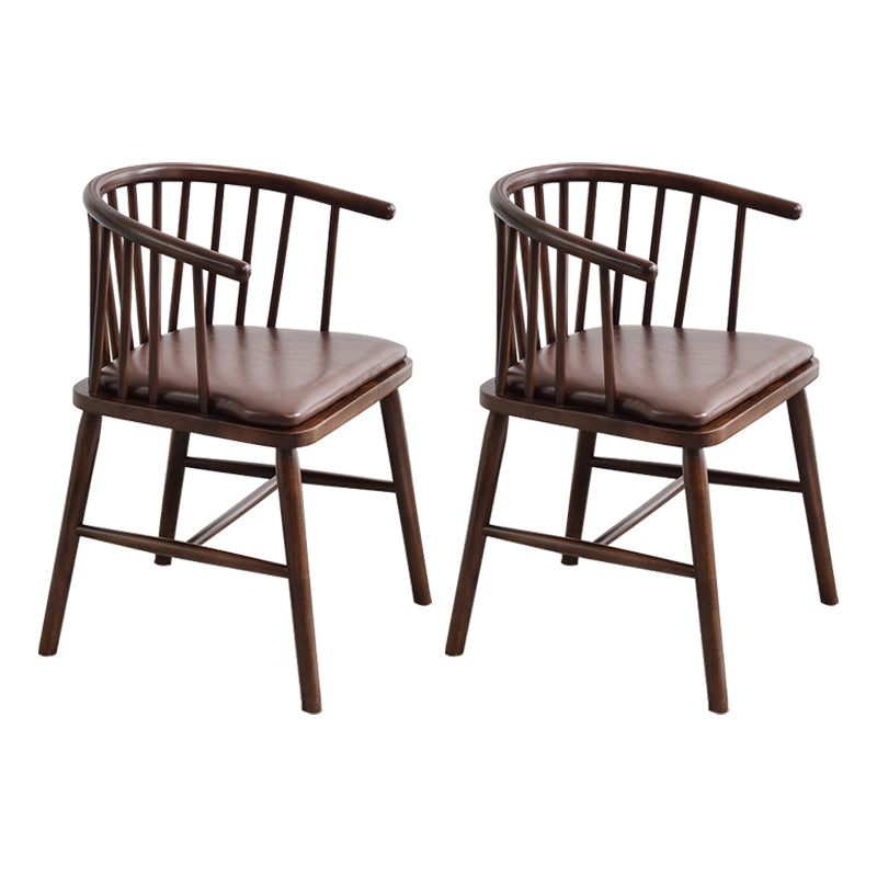 Modern Style Rubberwood Chair Windsor Back Side Kitchen Dining Room Chairs Red Brown 2 Piece Set Walnut Clearhalo ' kitchen&dining_furn' 'Dining Chairs' 'Dining Tables & Seating' 'dining_chair' 'furn' 'furn_dining_chair' 'Furniture' 'furniture_dining_chair' 'Kitchen & Dining Furniture' 'kitchen' 3853443