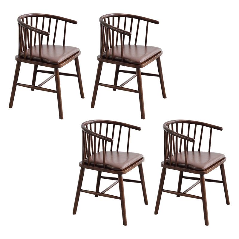 Modern Style Rubberwood Chair Windsor Back Side Kitchen Dining Room Chairs Red Brown 4 Piece Set Walnut Clearhalo ' kitchen&dining_furn' 'Dining Chairs' 'Dining Tables & Seating' 'dining_chair' 'furn' 'furn_dining_chair' 'Furniture' 'furniture_dining_chair' 'Kitchen & Dining Furniture' 'kitchen' 3853444