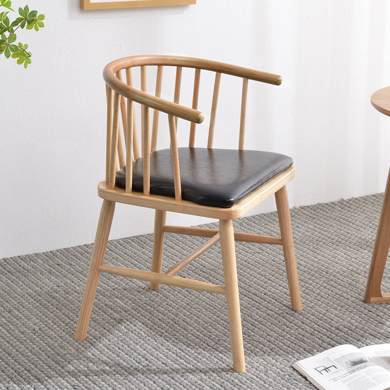 Modern Style Rubberwood Chair Windsor Back Side Kitchen Dining Room Chairs Black 1 Piece Natural Wood Clearhalo ' kitchen&dining_furn' 'Dining Chairs' 'Dining Tables & Seating' 'dining_chair' 'furn' 'furn_dining_chair' 'Furniture' 'furniture_dining_chair' 'Kitchen & Dining Furniture' 'kitchen' 3853445