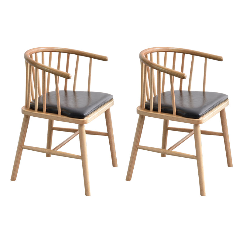 Modern Style Rubberwood Chair Windsor Back Side Kitchen Dining Room Chairs Black 2 Piece Set Natural Wood Clearhalo ' kitchen&dining_furn' 'Dining Chairs' 'Dining Tables & Seating' 'dining_chair' 'furn' 'furn_dining_chair' 'Furniture' 'furniture_dining_chair' 'Kitchen & Dining Furniture' 'kitchen' 3853446