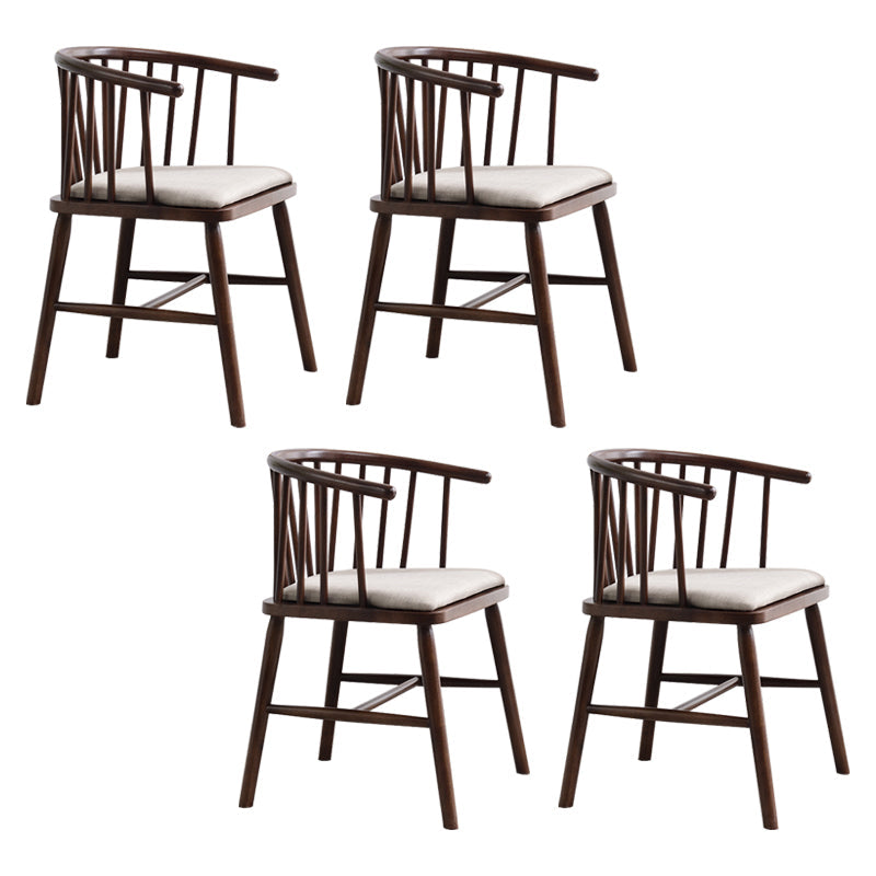 Modern Style Rubberwood Chair Windsor Back Side Kitchen Dining Room Chairs Light Gray 4 Piece Set Walnut Clearhalo ' kitchen&dining_furn' 'Dining Chairs' 'Dining Tables & Seating' 'dining_chair' 'furn' 'furn_dining_chair' 'Furniture' 'furniture_dining_chair' 'Kitchen & Dining Furniture' 'kitchen' 3853453