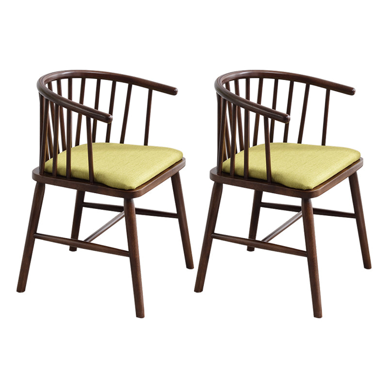 Modern Style Rubberwood Chair Windsor Back Side Kitchen Dining Room Chairs Green 2 Piece Set Walnut Clearhalo ' kitchen&dining_furn' 'Dining Chairs' 'Dining Tables & Seating' 'dining_chair' 'furn' 'furn_dining_chair' 'Furniture' 'furniture_dining_chair' 'Kitchen & Dining Furniture' 'kitchen' 3853454