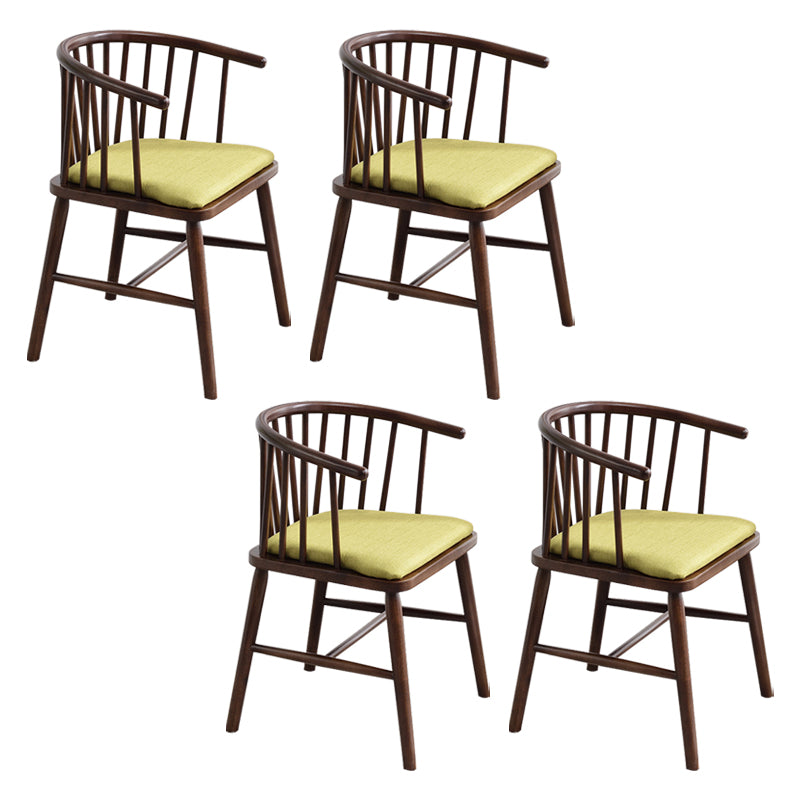 Modern Style Rubberwood Chair Windsor Back Side Kitchen Dining Room Chairs Green 4 Piece Set Walnut Clearhalo ' kitchen&dining_furn' 'Dining Chairs' 'Dining Tables & Seating' 'dining_chair' 'furn' 'furn_dining_chair' 'Furniture' 'furniture_dining_chair' 'Kitchen & Dining Furniture' 'kitchen' 3853455