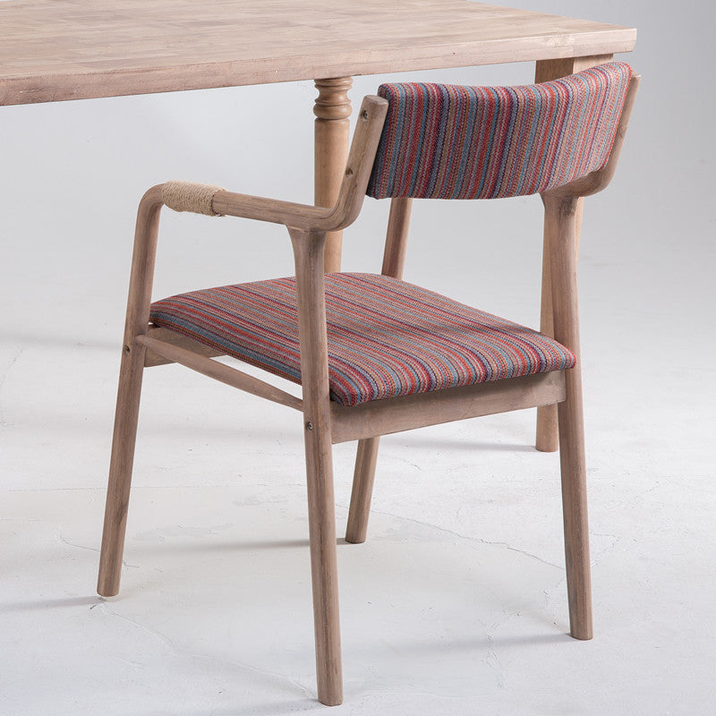 Upholstered Dining Armchair Bentwood Open Back Arm Single Chair with Wood Legs Red-White-Blue Clearhalo ' kitchen&dining_furn' 'Dining Chairs' 'Dining Tables & Seating' 'dining_chair' 'furn' 'furn_dining_chair' 'Furniture' 'furniture_dining_chair' 'Kitchen & Dining Furniture' 'kitchen' 3853463