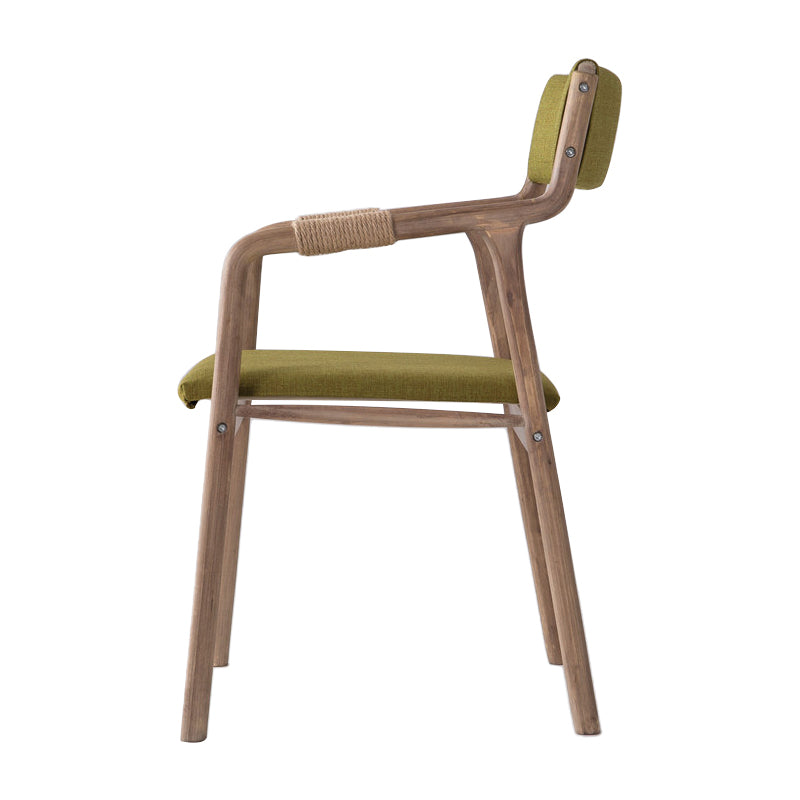 Upholstered Dining Armchair Bentwood Open Back Arm Single Chair with Wood Legs Olive Green Clearhalo ' kitchen&dining_furn' 'Dining Chairs' 'Dining Tables & Seating' 'dining_chair' 'furn' 'furn_dining_chair' 'Furniture' 'furniture_dining_chair' 'Kitchen & Dining Furniture' 'kitchen' 3853465