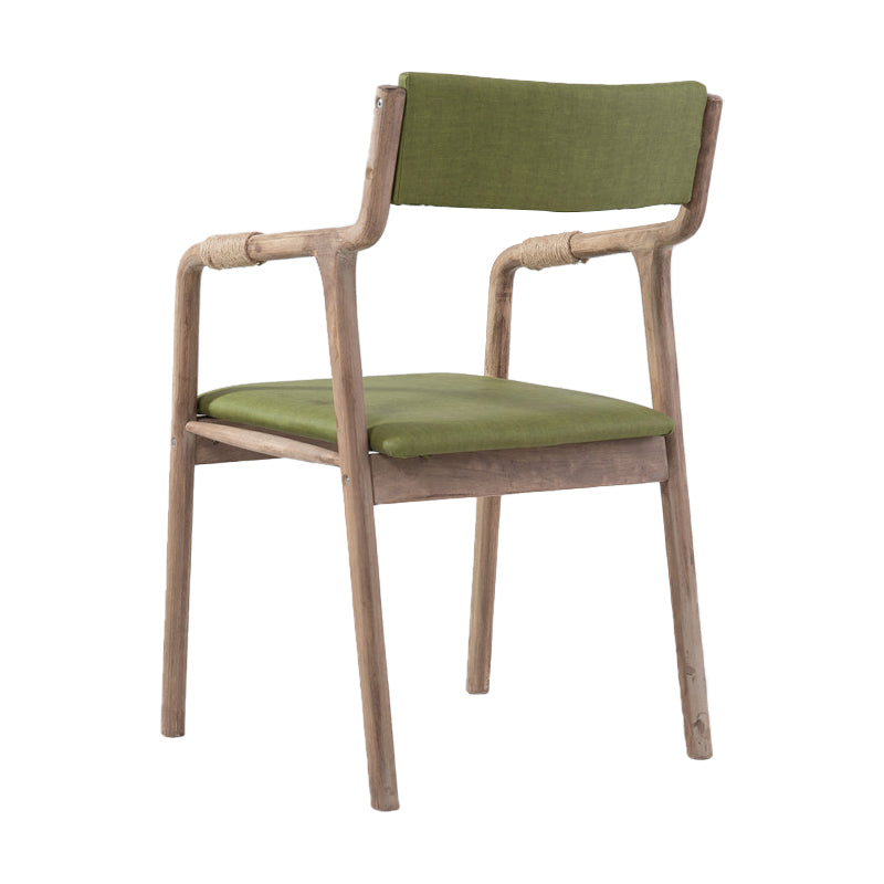 Upholstered Dining Armchair Bentwood Open Back Arm Single Chair with Wood Legs Lemon Green Clearhalo ' kitchen&dining_furn' 'Dining Chairs' 'Dining Tables & Seating' 'dining_chair' 'furn' 'furn_dining_chair' 'Furniture' 'furniture_dining_chair' 'Kitchen & Dining Furniture' 'kitchen' 3853467
