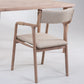 Upholstered Dining Armchair Bentwood Open Back Arm Single Chair with Wood Legs Off-White Clearhalo ' kitchen&dining_furn' 'Dining Chairs' 'Dining Tables & Seating' 'dining_chair' 'furn' 'furn_dining_chair' 'Furniture' 'furniture_dining_chair' 'Kitchen & Dining Furniture' 'kitchen' 3853470