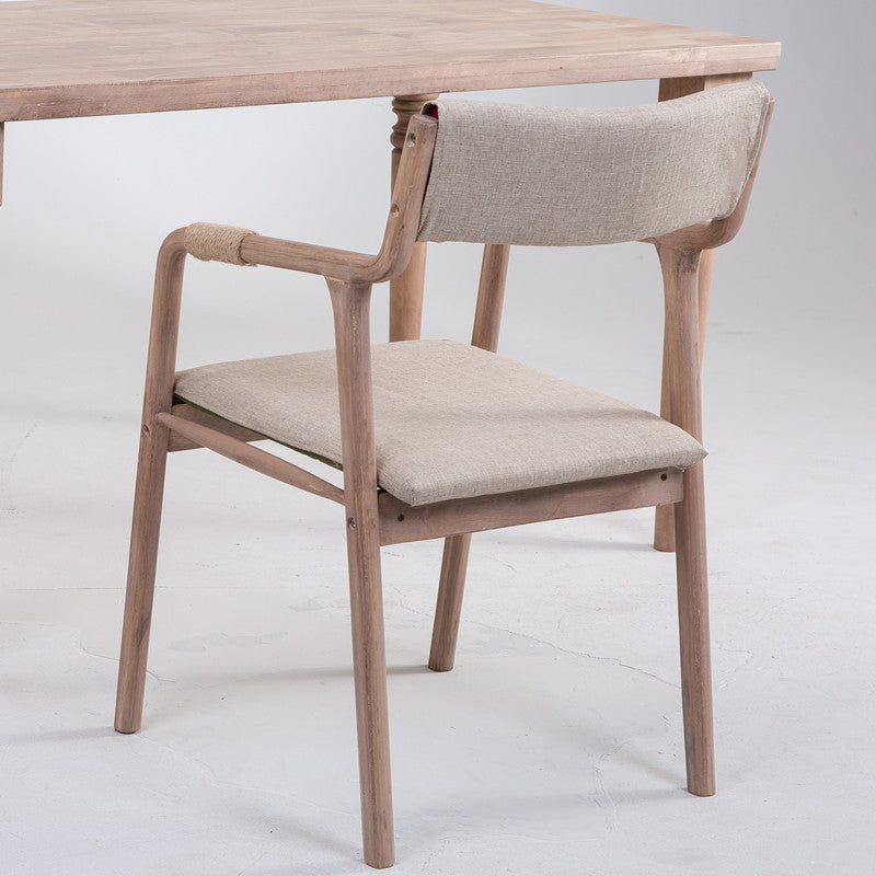 Upholstered Dining Armchair Bentwood Open Back Arm Single Chair with Wood Legs Off-White Clearhalo ' kitchen&dining_furn' 'Dining Chairs' 'Dining Tables & Seating' 'dining_chair' 'furn' 'furn_dining_chair' 'Furniture' 'furniture_dining_chair' 'Kitchen & Dining Furniture' 'kitchen' 3853470