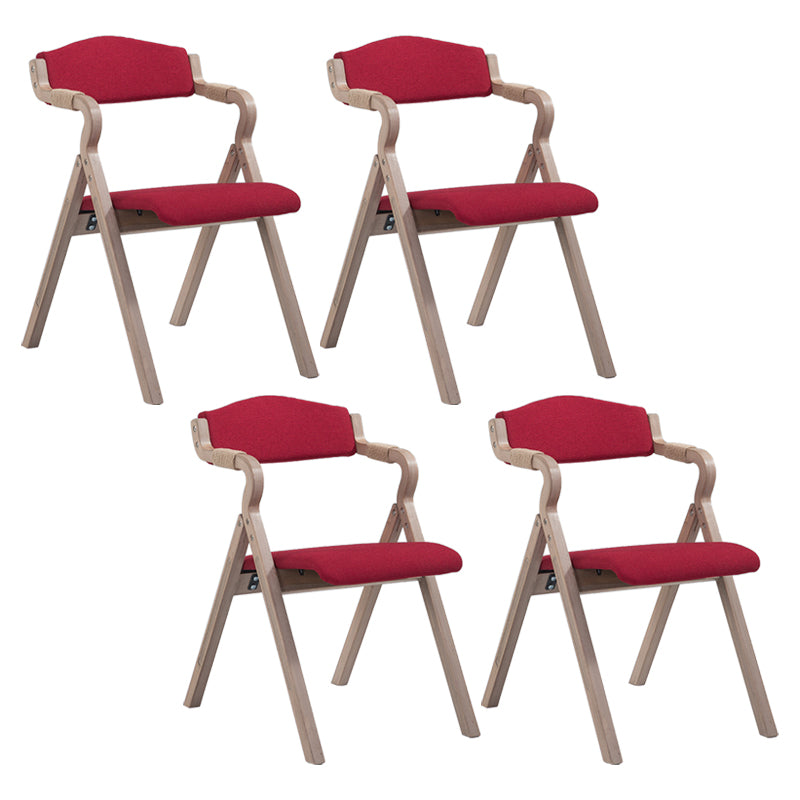 Country Style Dining Armchair Open Back Foldable Upholstered Arm Chairs Red 4 Piece Set Clearhalo ' kitchen&dining_furn' 'Dining Chairs' 'Dining Tables & Seating' 'dining_chair' 'furn' 'furn_dining_chair' 'Furniture' 'furniture_dining_chair' 'Kitchen & Dining Furniture' 'kitchen' 3853485
