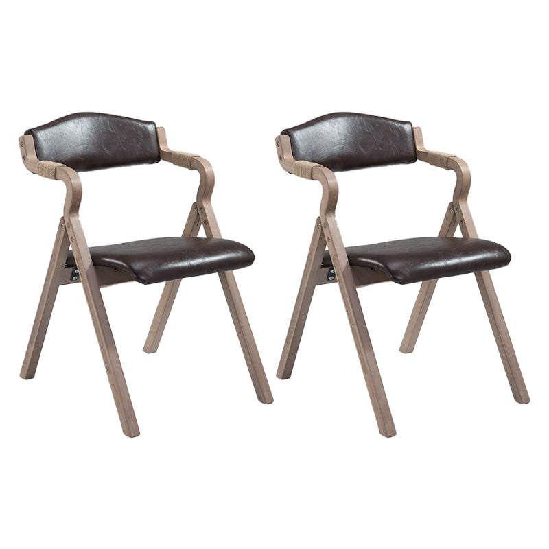 Country Style Dining Armchair Open Back Foldable Upholstered Arm Chairs Dark Coffee 2 Piece Set Clearhalo ' kitchen&dining_furn' 'Dining Chairs' 'Dining Tables & Seating' 'dining_chair' 'furn' 'furn_dining_chair' 'Furniture' 'furniture_dining_chair' 'Kitchen & Dining Furniture' 'kitchen' 3853496
