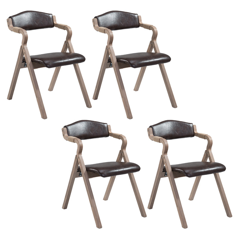 Country Style Dining Armchair Open Back Foldable Upholstered Arm Chairs Dark Coffee 4 Piece Set Clearhalo ' kitchen&dining_furn' 'Dining Chairs' 'Dining Tables & Seating' 'dining_chair' 'furn' 'furn_dining_chair' 'Furniture' 'furniture_dining_chair' 'Kitchen & Dining Furniture' 'kitchen' 3853498