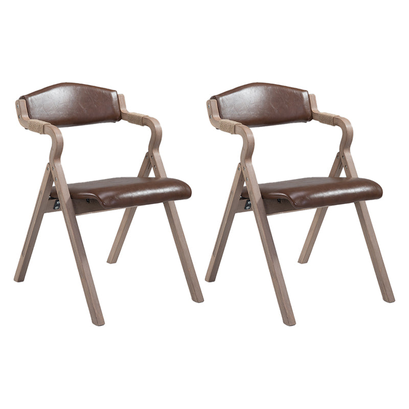 Country Style Dining Armchair Open Back Foldable Upholstered Arm Chairs Brown 2 Piece Set Clearhalo ' kitchen&dining_furn' 'Dining Chairs' 'Dining Tables & Seating' 'dining_chair' 'furn' 'furn_dining_chair' 'Furniture' 'furniture_dining_chair' 'Kitchen & Dining Furniture' 'kitchen' 3853507