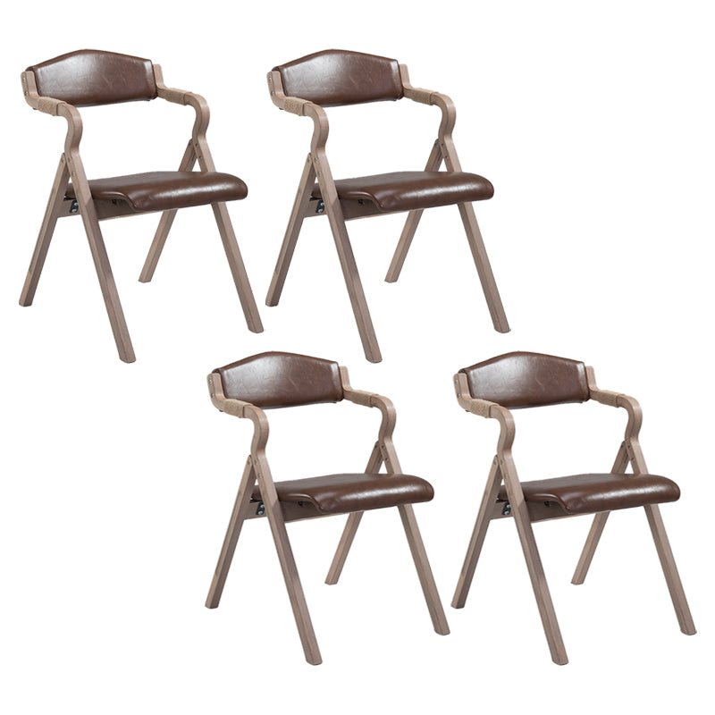 Country Style Dining Armchair Open Back Foldable Upholstered Arm Chairs Brown 4 Piece Set Clearhalo ' kitchen&dining_furn' 'Dining Chairs' 'Dining Tables & Seating' 'dining_chair' 'furn' 'furn_dining_chair' 'Furniture' 'furniture_dining_chair' 'Kitchen & Dining Furniture' 'kitchen' 3853508
