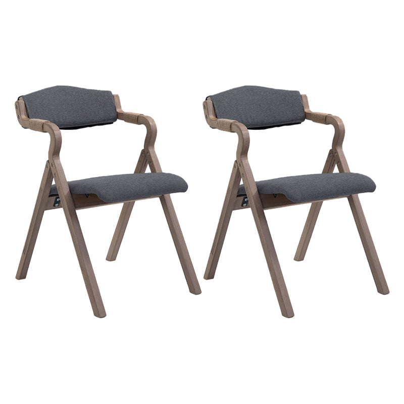 Country Style Dining Armchair Open Back Foldable Upholstered Arm Chairs Grey 2 Piece Set Clearhalo ' kitchen&dining_furn' 'Dining Chairs' 'Dining Tables & Seating' 'dining_chair' 'furn' 'furn_dining_chair' 'Furniture' 'furniture_dining_chair' 'Kitchen & Dining Furniture' 'kitchen' 3853513