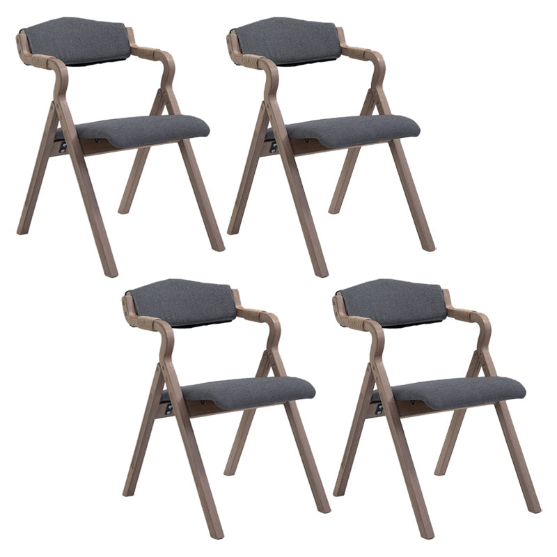 Country Style Dining Armchair Open Back Foldable Upholstered Arm Chairs Grey 4 Piece Set Clearhalo ' kitchen&dining_furn' 'Dining Chairs' 'Dining Tables & Seating' 'dining_chair' 'furn' 'furn_dining_chair' 'Furniture' 'furniture_dining_chair' 'Kitchen & Dining Furniture' 'kitchen' 3853514