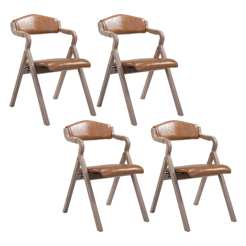 Country Style Dining Armchair Open Back Foldable Upholstered Arm Chairs Orange 4 Piece Set Clearhalo ' kitchen&dining_furn' 'Dining Chairs' 'Dining Tables & Seating' 'dining_chair' 'furn' 'furn_dining_chair' 'Furniture' 'furniture_dining_chair' 'Kitchen & Dining Furniture' 'kitchen' 3853522