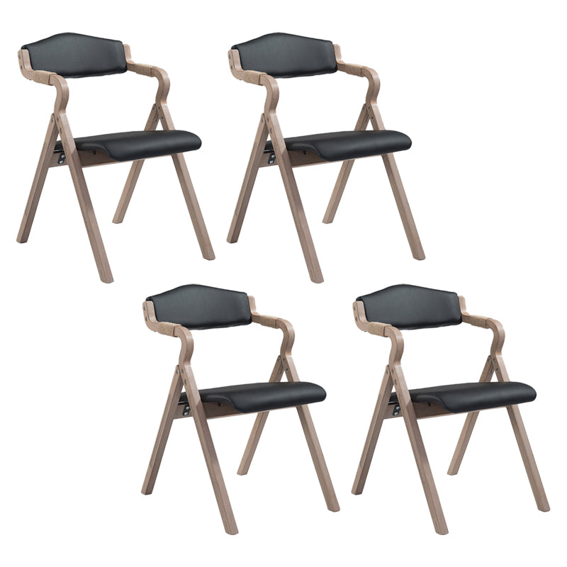 Country Style Dining Armchair Open Back Foldable Upholstered Arm Chairs Black 4 Piece Set Clearhalo ' kitchen&dining_furn' 'Dining Chairs' 'Dining Tables & Seating' 'dining_chair' 'furn' 'furn_dining_chair' 'Furniture' 'furniture_dining_chair' 'Kitchen & Dining Furniture' 'kitchen' 3853531