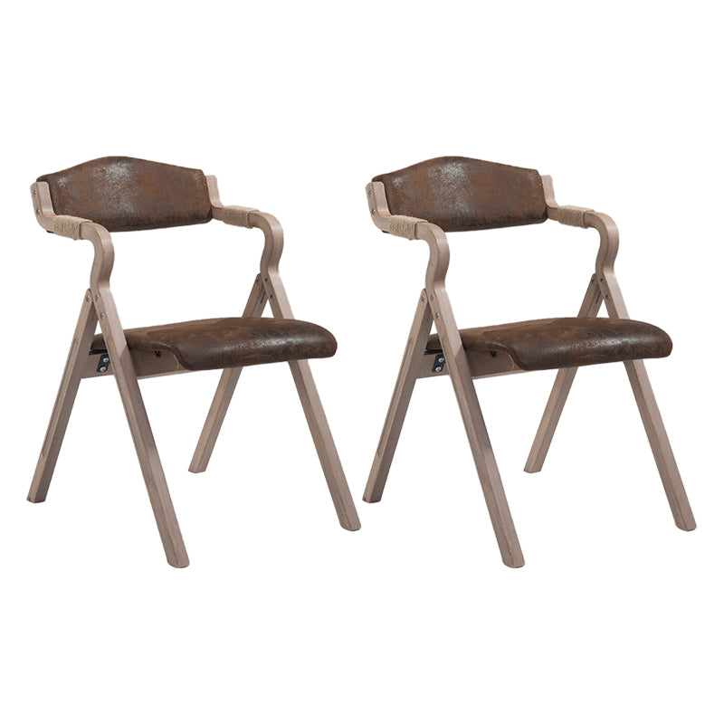 Country Style Dining Armchair Open Back Foldable Upholstered Arm Chairs Dark Brown 2 Piece Set Clearhalo ' kitchen&dining_furn' 'Dining Chairs' 'Dining Tables & Seating' 'dining_chair' 'furn' 'furn_dining_chair' 'Furniture' 'furniture_dining_chair' 'Kitchen & Dining Furniture' 'kitchen' 3853533