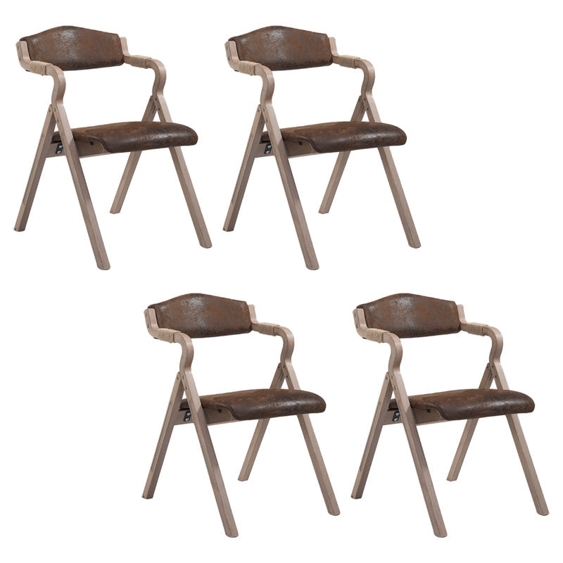 Country Style Dining Armchair Open Back Foldable Upholstered Arm Chairs Dark Brown 4 Piece Set Clearhalo ' kitchen&dining_furn' 'Dining Chairs' 'Dining Tables & Seating' 'dining_chair' 'furn' 'furn_dining_chair' 'Furniture' 'furniture_dining_chair' 'Kitchen & Dining Furniture' 'kitchen' 3853534