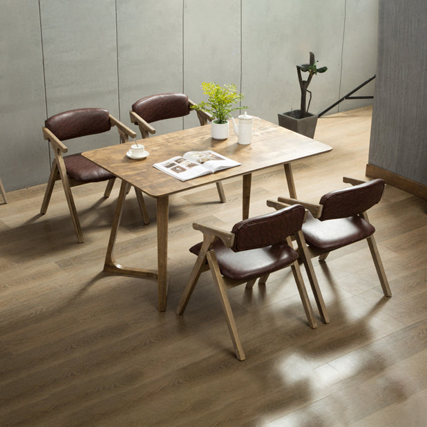 Open Back Dining Arm Chairs Foldable Upholstered Armchair with Wood Legs Clearhalo ' kitchen&dining_furn' 'Dining Chairs' 'Dining Tables & Seating' 'dining_chair' 'furn' 'furn_dining_chair' 'Furniture' 'furniture_dining_chair' 'Kitchen & Dining Furniture' 'kitchen' 3853538