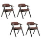 Open Back Dining Arm Chairs Foldable Upholstered Armchair with Wood Legs Brown 4 Piece Set Walnut Clearhalo ' kitchen&dining_furn' 'Dining Chairs' 'Dining Tables & Seating' 'dining_chair' 'furn' 'furn_dining_chair' 'Furniture' 'furniture_dining_chair' 'Kitchen & Dining Furniture' 'kitchen' 3853539