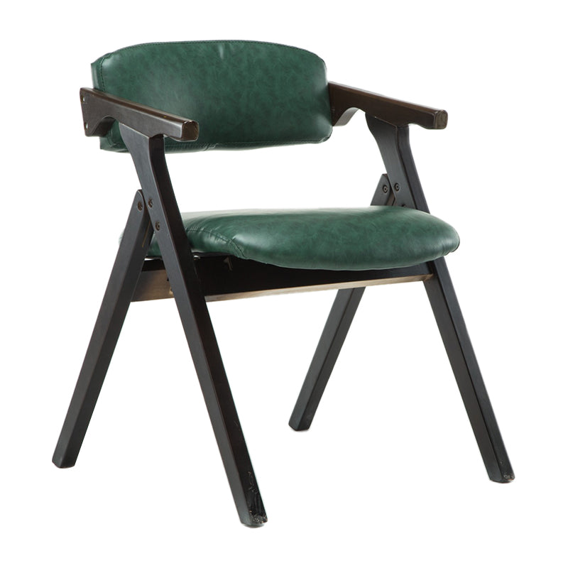 Open Back Dining Arm Chairs Foldable Upholstered Armchair with Wood Legs Blackish Green 1 Piece Walnut Clearhalo ' kitchen&dining_furn' 'Dining Chairs' 'Dining Tables & Seating' 'dining_chair' 'furn' 'furn_dining_chair' 'Furniture' 'furniture_dining_chair' 'Kitchen & Dining Furniture' 'kitchen' 3853542
