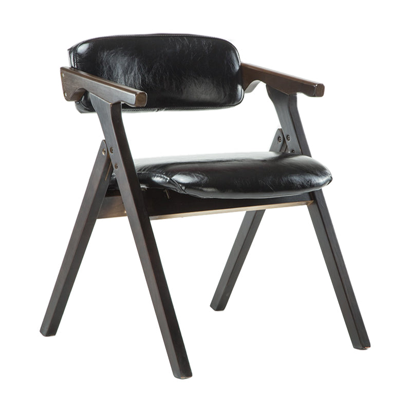 Open Back Dining Arm Chairs Foldable Upholstered Armchair with Wood Legs Black 1 Piece Walnut Clearhalo ' kitchen&dining_furn' 'Dining Chairs' 'Dining Tables & Seating' 'dining_chair' 'furn' 'furn_dining_chair' 'Furniture' 'furniture_dining_chair' 'Kitchen & Dining Furniture' 'kitchen' 3853543