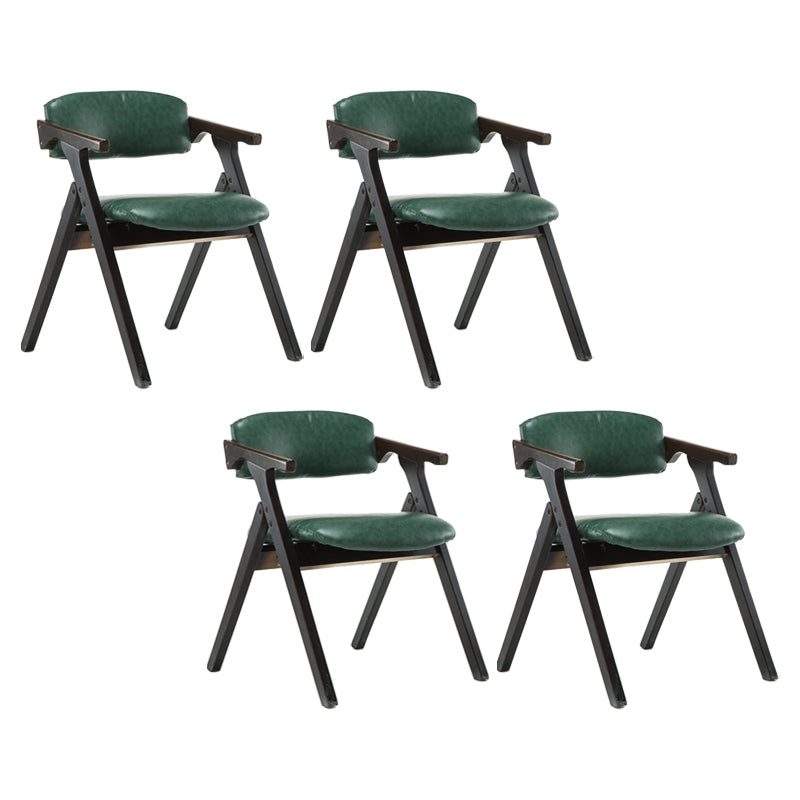 Open Back Dining Arm Chairs Foldable Upholstered Armchair with Wood Legs Blackish Green 4 Piece Set Walnut Clearhalo ' kitchen&dining_furn' 'Dining Chairs' 'Dining Tables & Seating' 'dining_chair' 'furn' 'furn_dining_chair' 'Furniture' 'furniture_dining_chair' 'Kitchen & Dining Furniture' 'kitchen' 3853546