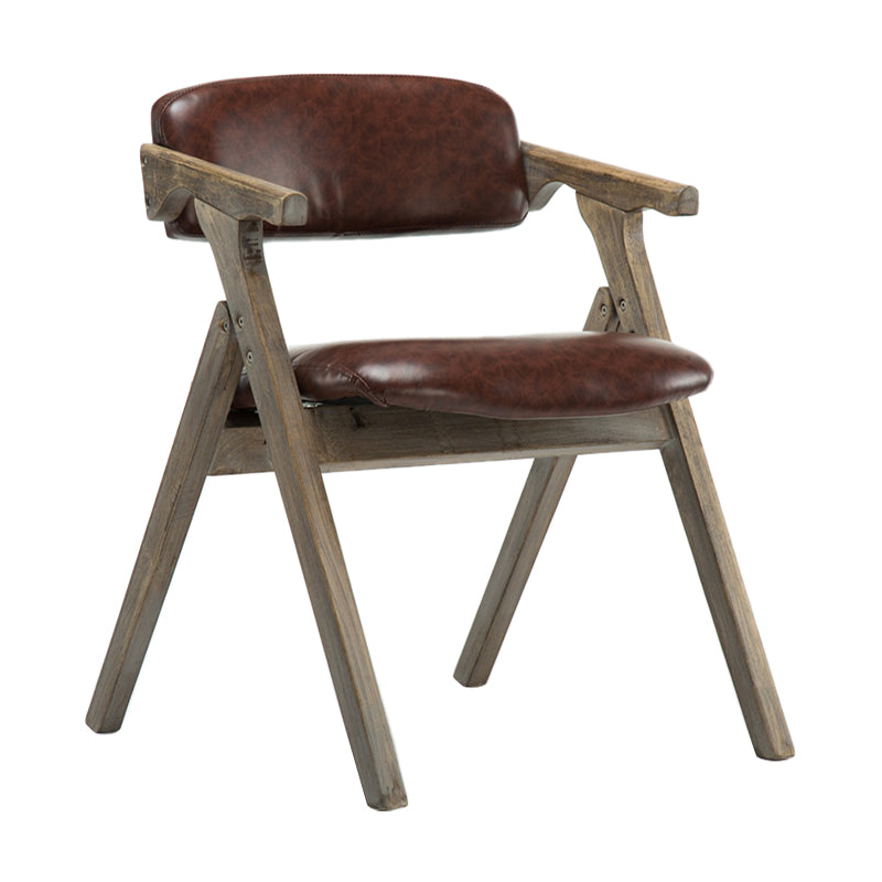 Open Back Dining Arm Chairs Foldable Upholstered Armchair with Wood Legs Brown 1 Piece Natural Wood Clearhalo ' kitchen&dining_furn' 'Dining Chairs' 'Dining Tables & Seating' 'dining_chair' 'furn' 'furn_dining_chair' 'Furniture' 'furniture_dining_chair' 'Kitchen & Dining Furniture' 'kitchen' 3853551