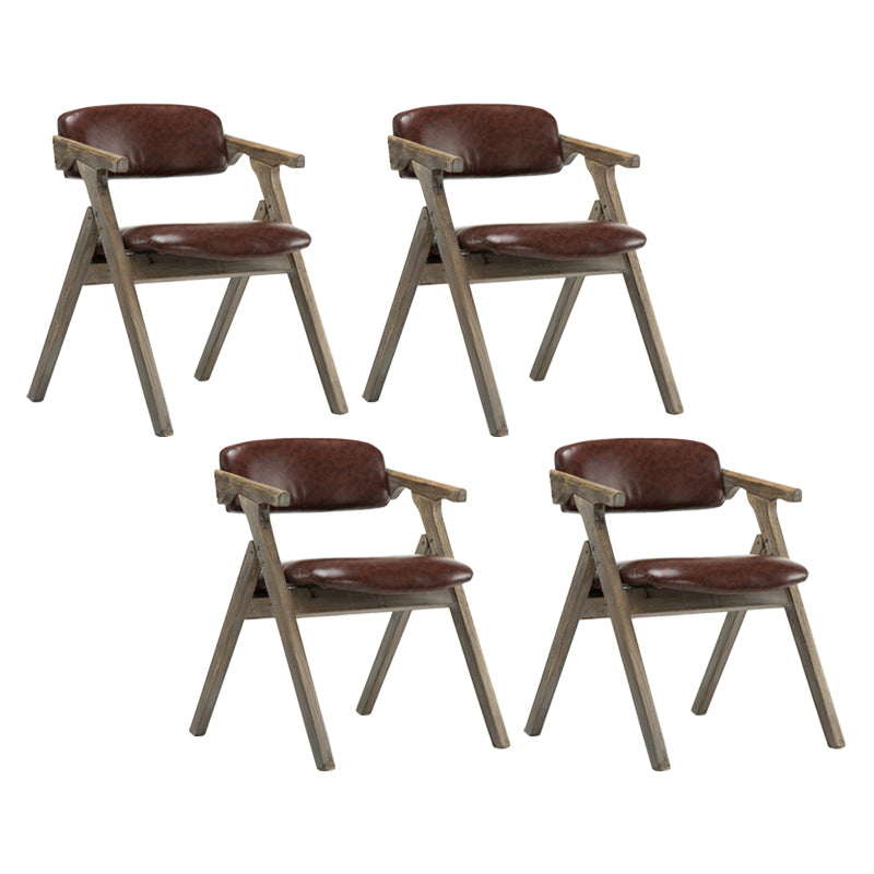 Open Back Dining Arm Chairs Foldable Upholstered Armchair with Wood Legs Brown 4 Piece Set Natural Wood Clearhalo ' kitchen&dining_furn' 'Dining Chairs' 'Dining Tables & Seating' 'dining_chair' 'furn' 'furn_dining_chair' 'Furniture' 'furniture_dining_chair' 'Kitchen & Dining Furniture' 'kitchen' 3853553