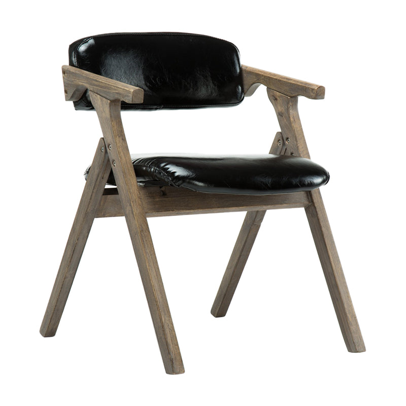 Open Back Dining Arm Chairs Foldable Upholstered Armchair with Wood Legs Black 1 Piece Natural Wood Clearhalo ' kitchen&dining_furn' 'Dining Chairs' 'Dining Tables & Seating' 'dining_chair' 'furn' 'furn_dining_chair' 'Furniture' 'furniture_dining_chair' 'Kitchen & Dining Furniture' 'kitchen' 3853554